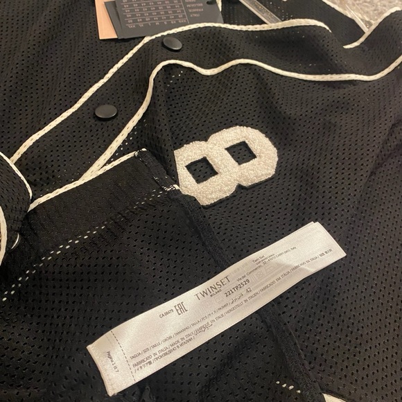 TWINSET Black Top With Number 8 Mesh T-shirt IT 42 NWT - Picture 10 of 11